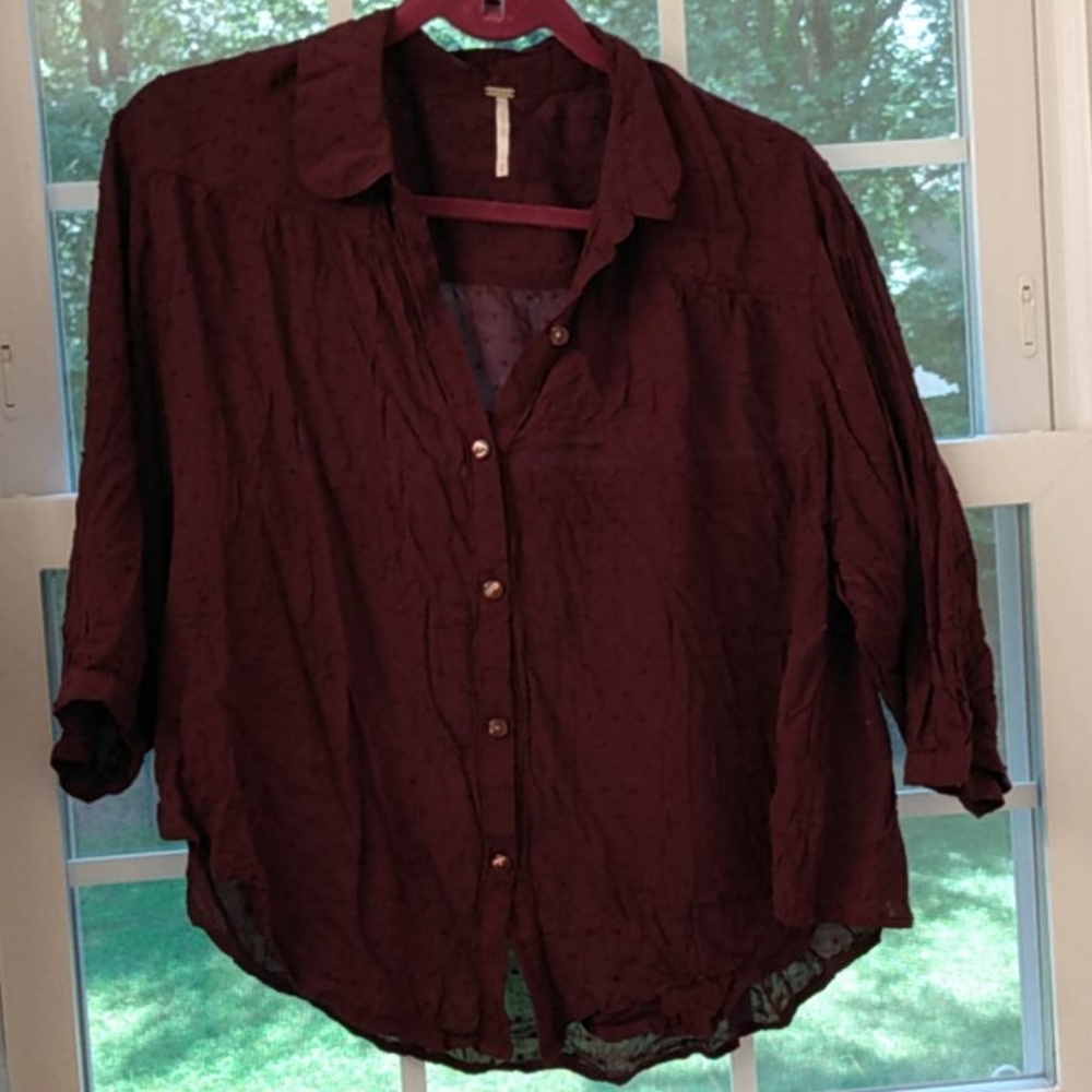 Free people embroidered dot buttondown M